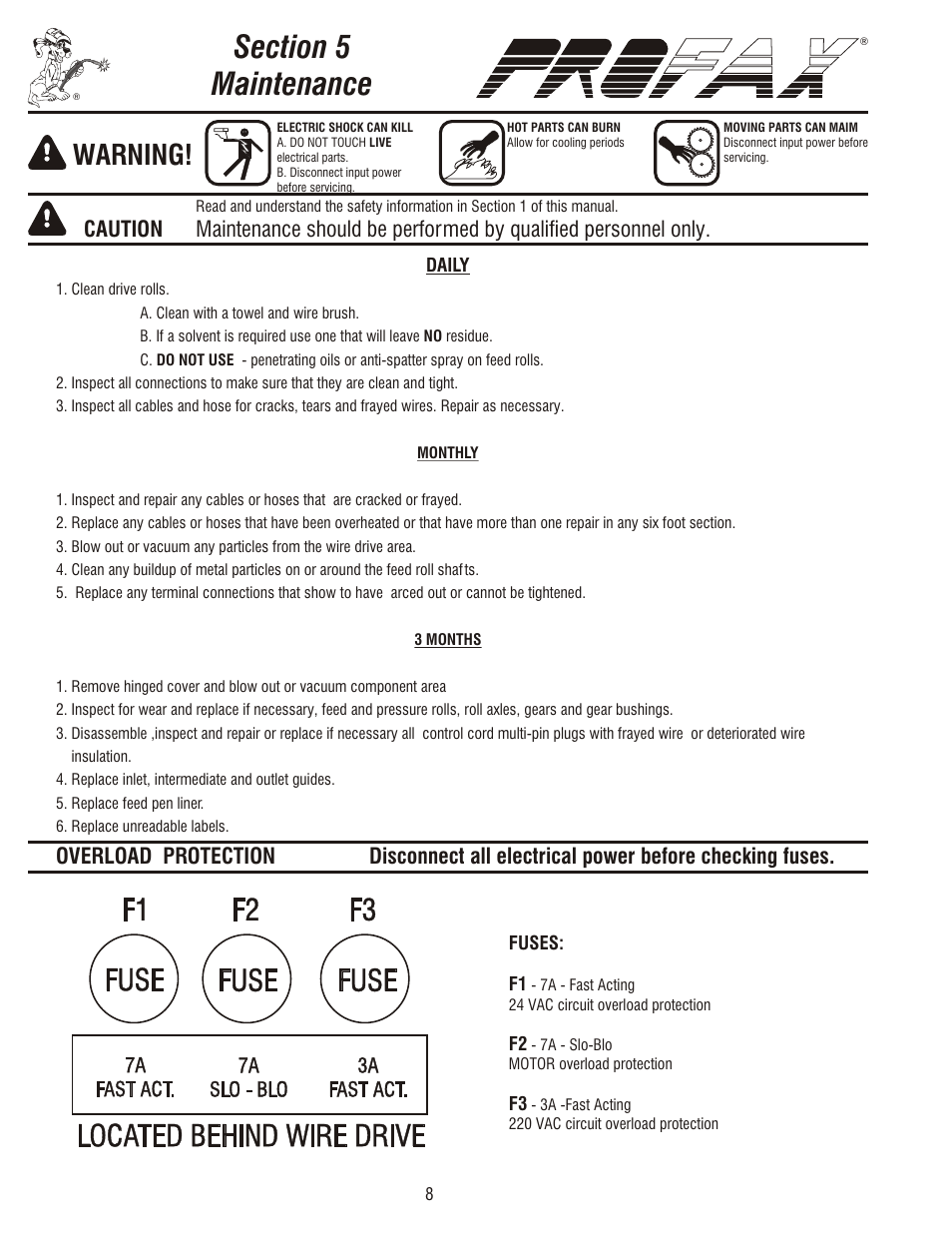 Warning | Profax PRO II TIG 220V User Manual | Page 10 / 20