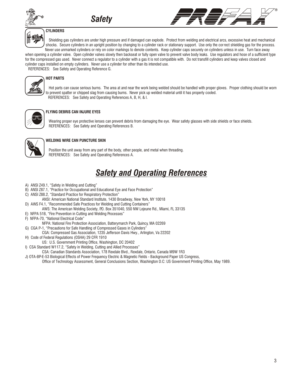 Safety, Safety and operating references | Profax PRO II x User Manual | Page 5 / 20