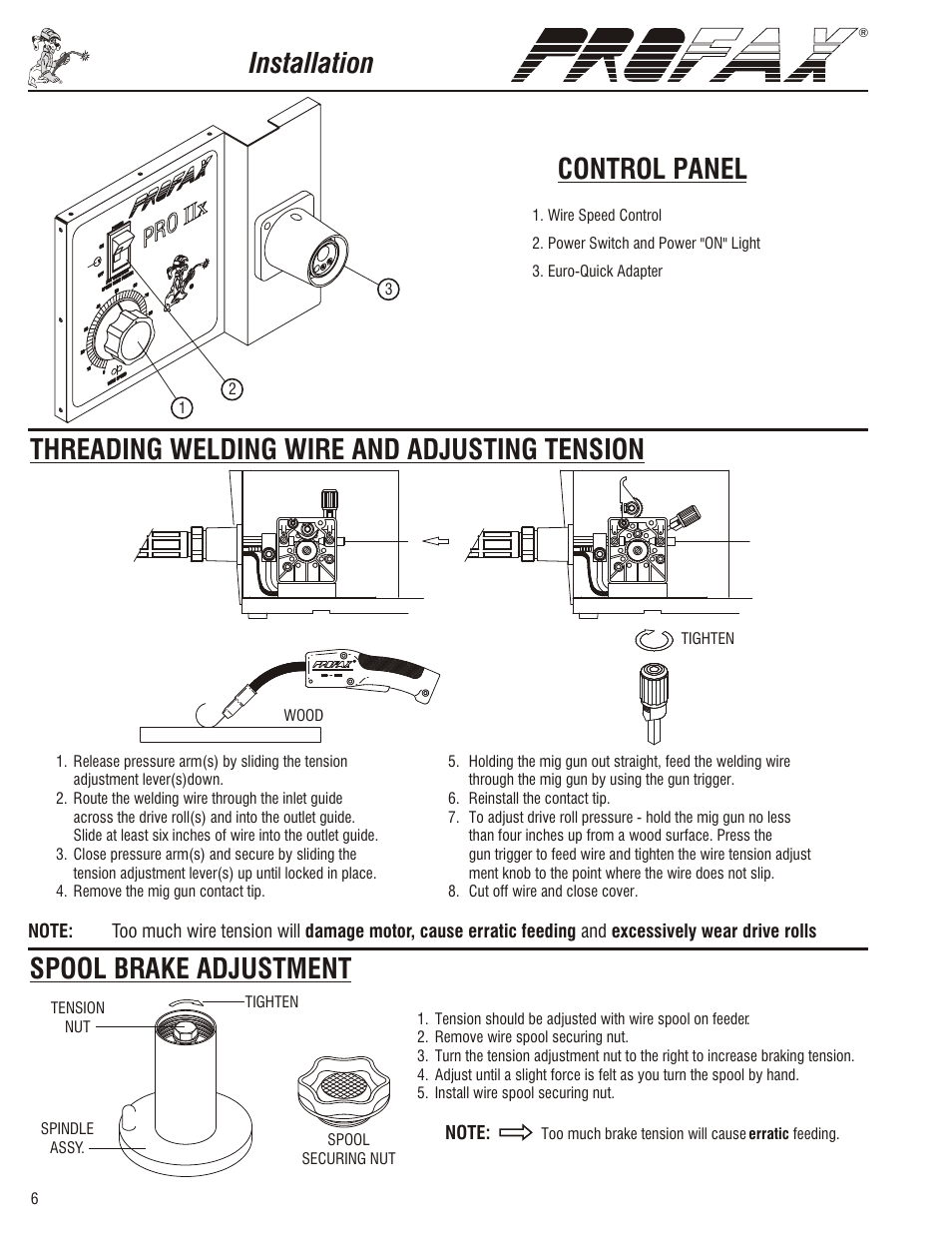 Installation, Caution | Profax PRO II x User Manual | Page 8 / 20