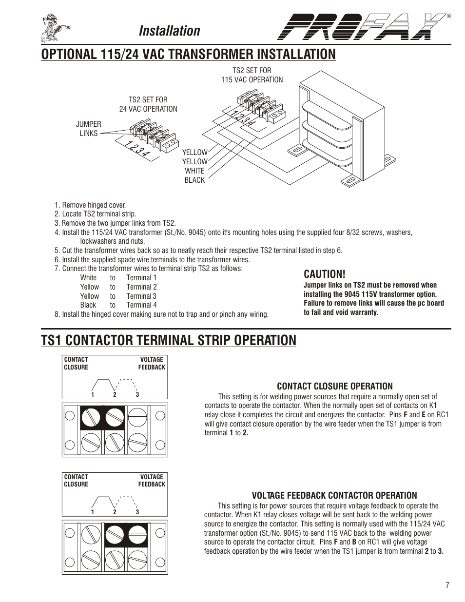 Installation, Caution | Profax PRO II x User Manual | Page 9 / 20