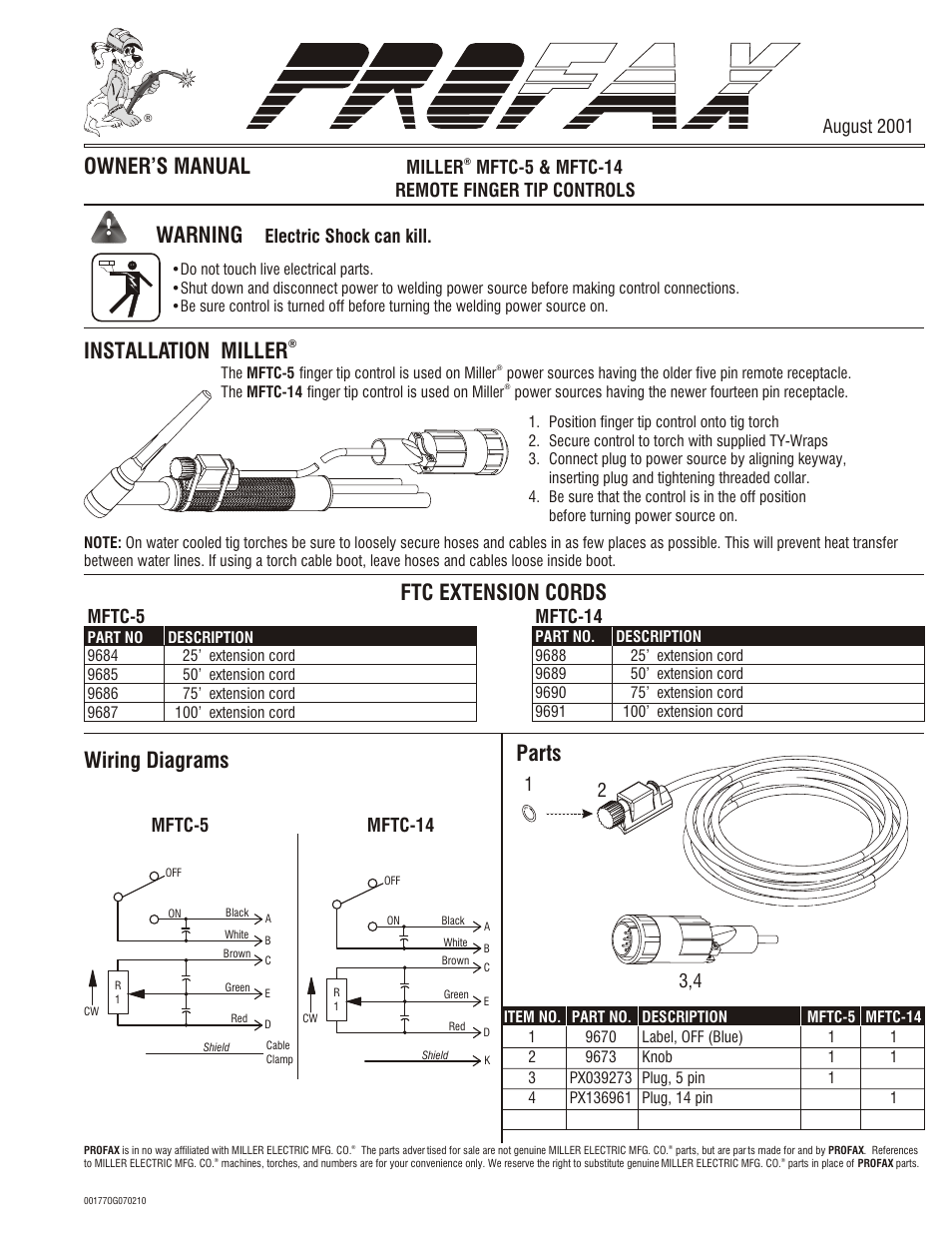 Profax MFTC-5 User Manual | 2 pages