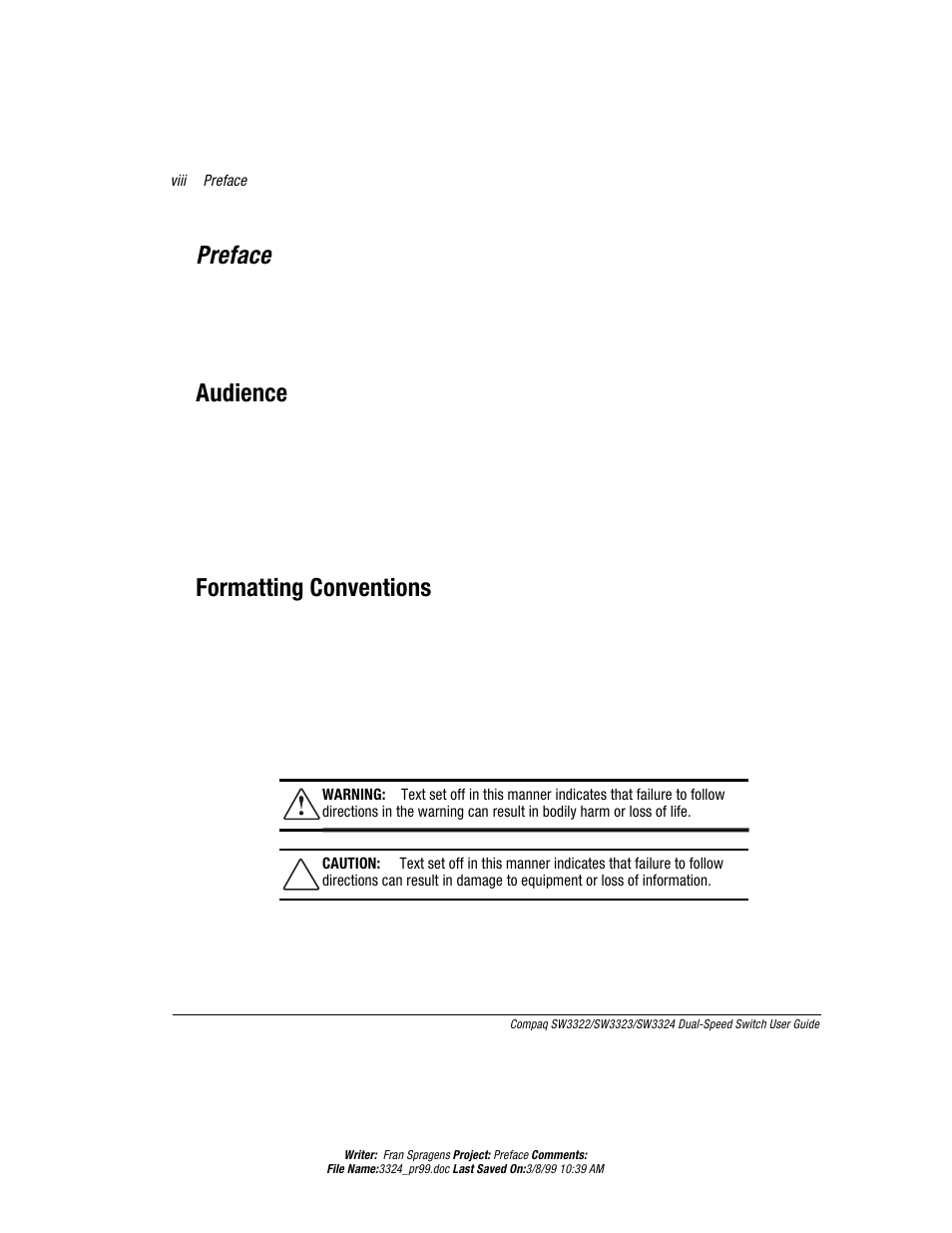 Preface, 4vijegi, Yhmirgi | Svqexxmrk'srzirxmsrw | Compaq SW3322 User Manual | Page 8 / 119