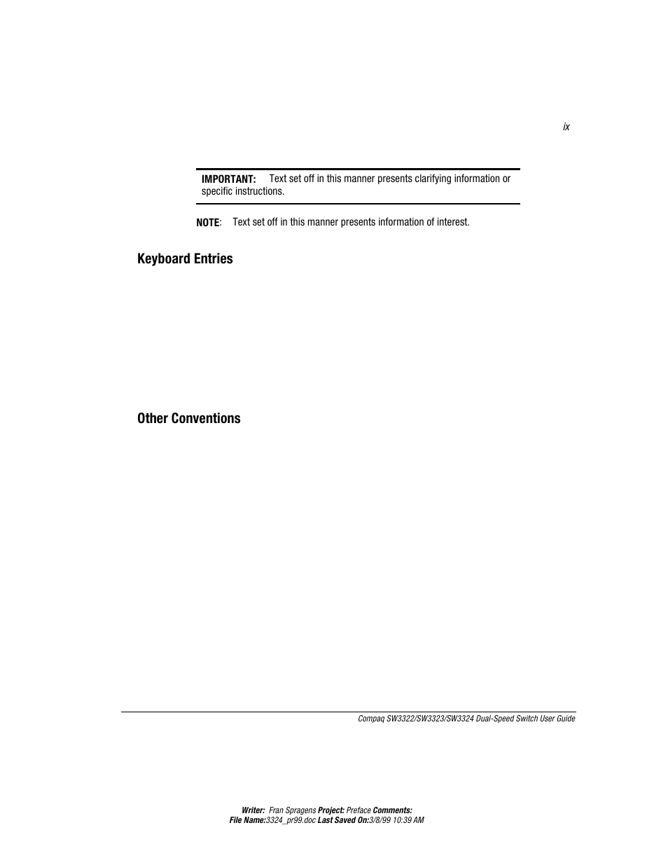 I]fsevh)rxvmiw, 3xliv'srzirxmsrw | Compaq SW3322 User Manual | Page 9 / 119