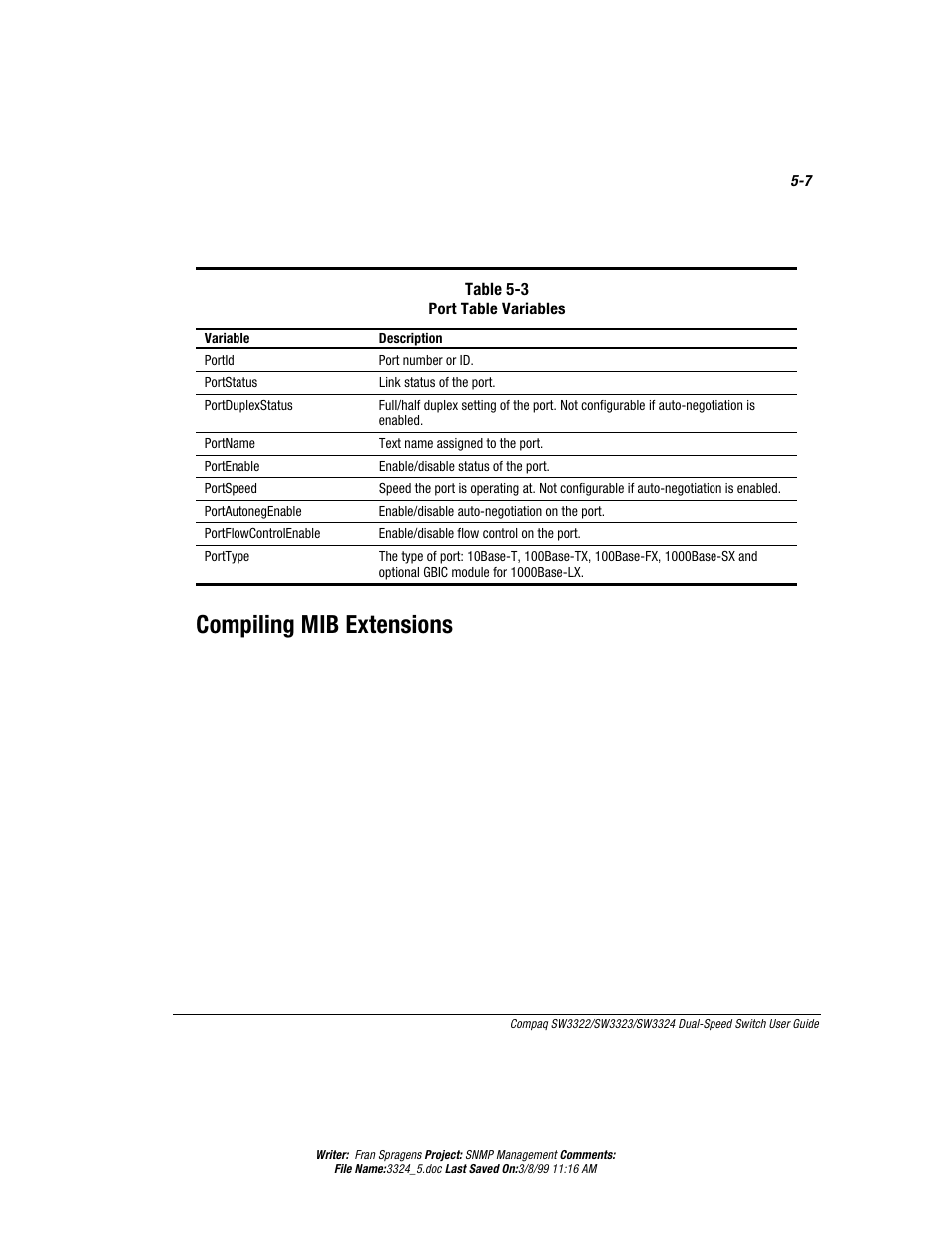 Compiling mib extensions, Sqtmpmrk1-&)\xirwmsrw | Compaq SW3322 User Manual | Page 91 / 119