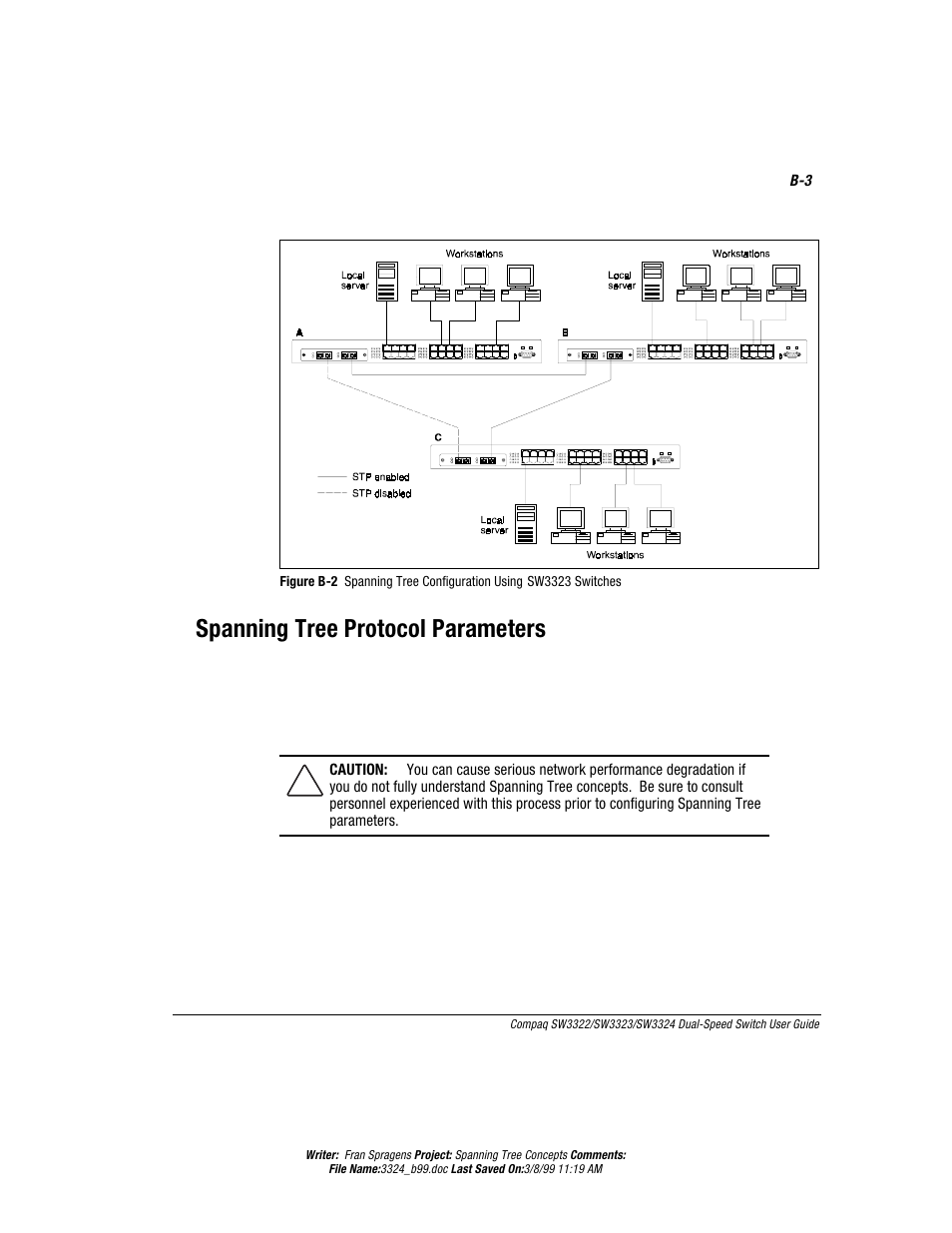 Spanning tree protocol parameters, 7terrmrk8vii4vsxsgsp4eveqixivw | Compaq SW3322 User Manual | Page 98 / 119