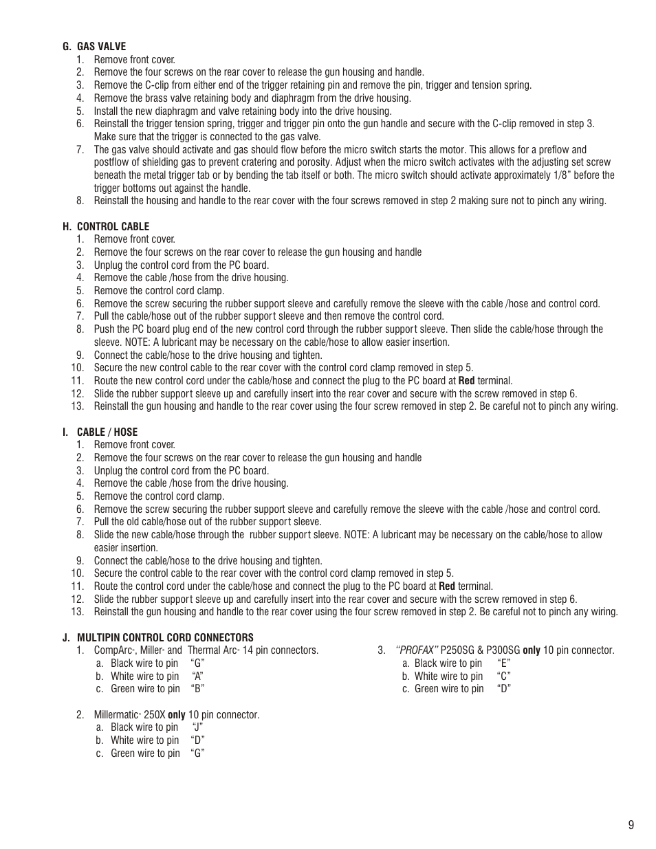 Parts replacement procedures | Profax AEC 200-4D User Manual | Page 11 / 12