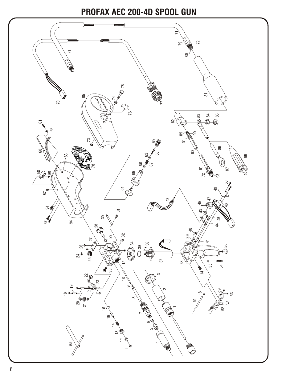 Replacement parts for profax aec 200-4d spool gun, Profax aec 200-4d spool gun | Profax AEC 200-4D User Manual | Page 8 / 12
