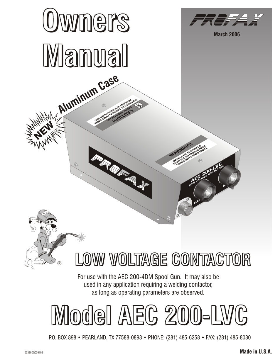 Profax AEC 200-LVC User Manual | 8 pages