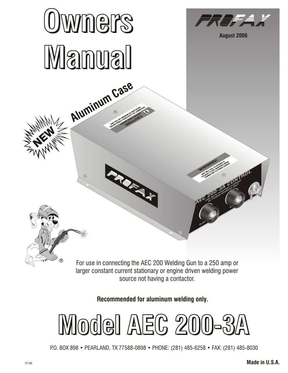 Profax AEC 200-3A User Manual | 4 pages