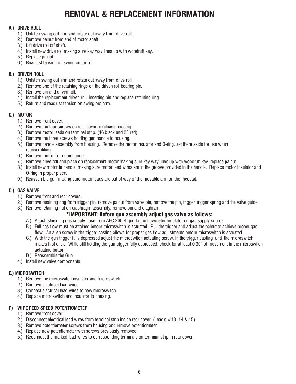 Available through your welding supply distributor, Removal & replacement information, Aec-200 contact tips, nozzles, & adapters | Profax AEC 200-4C User Manual | Page 8 / 12