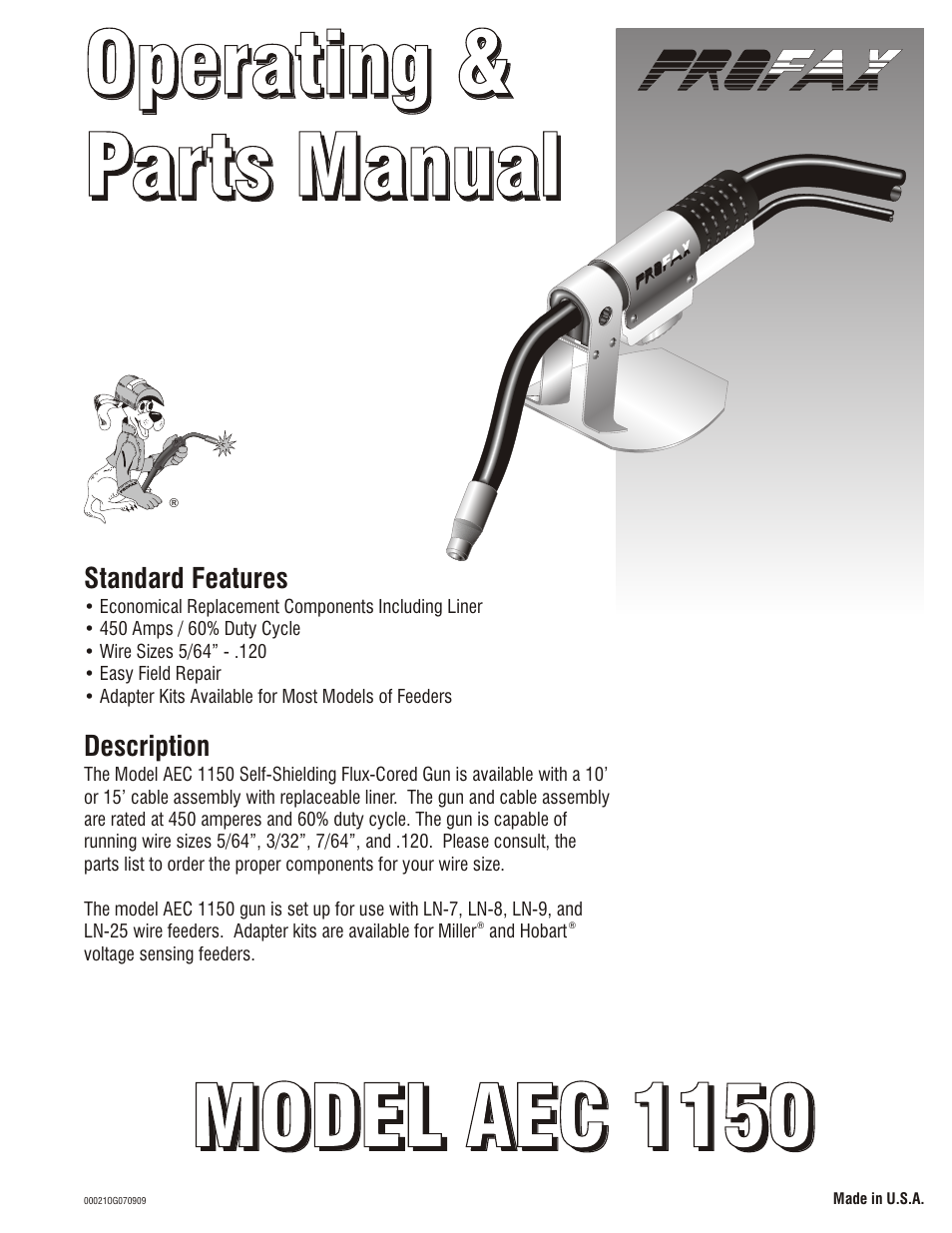 Profax AEC 1150 User Manual | 4 pages
