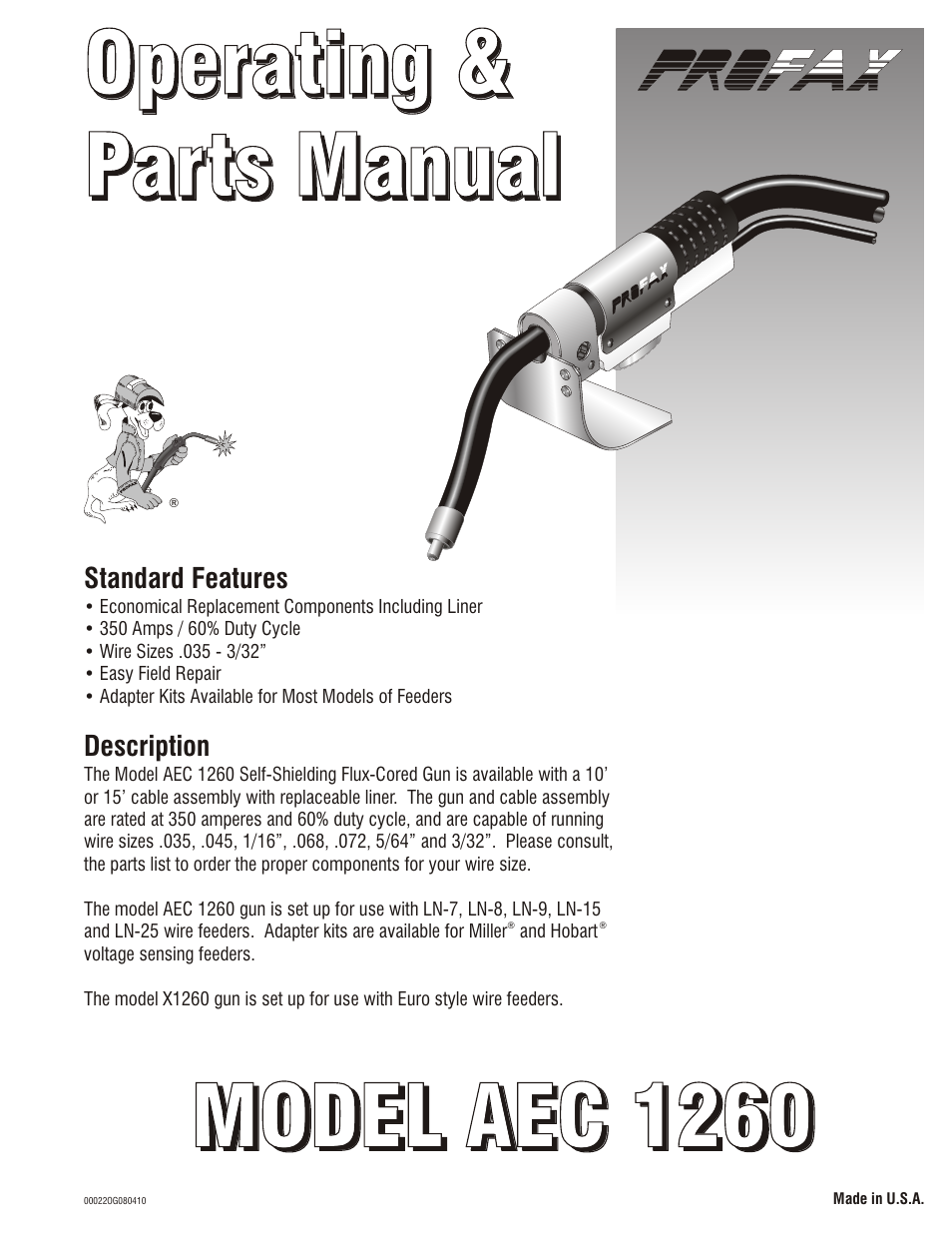 Profax AEC 1260 User Manual | 4 pages