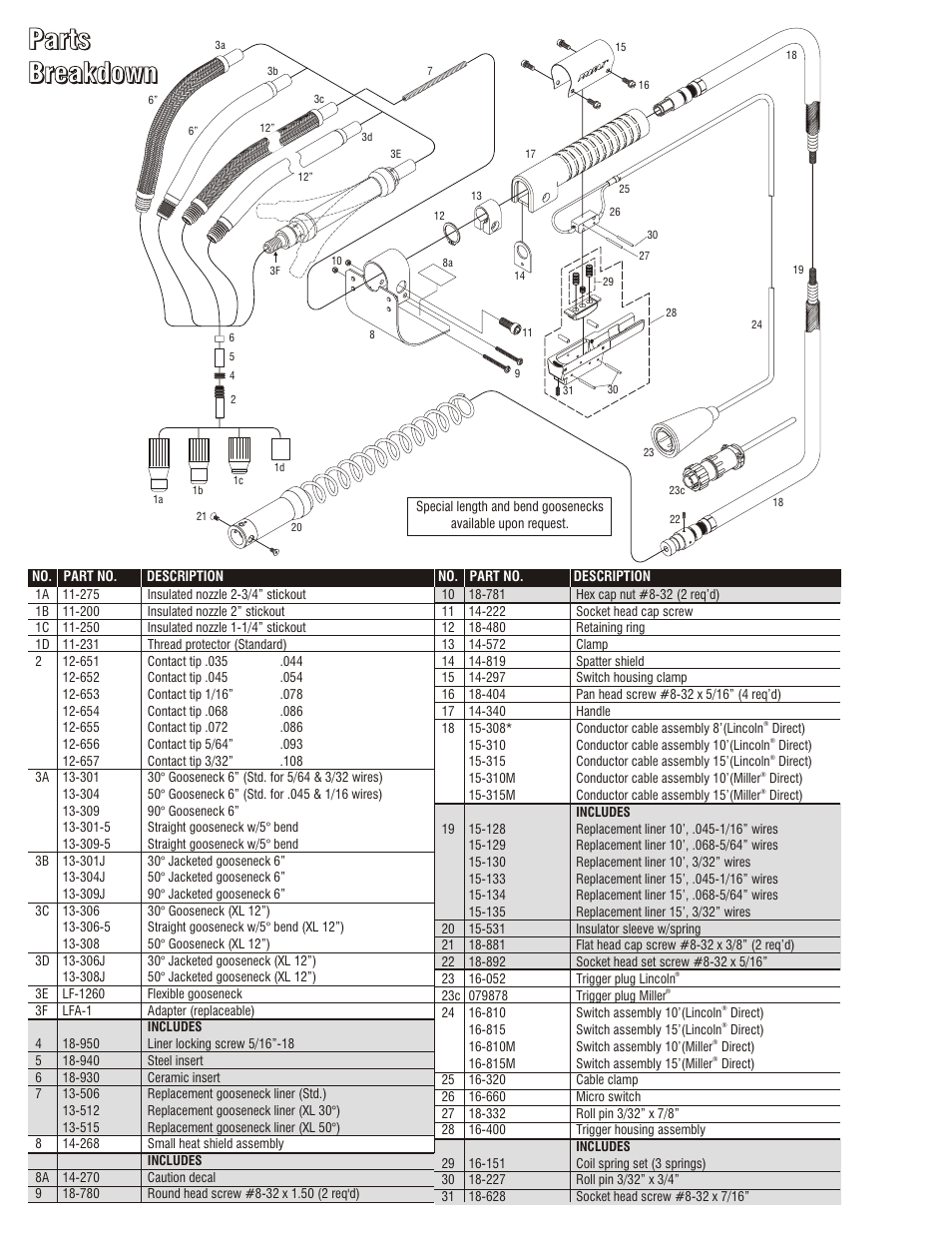 Parts breakdown, Warning, Warranty | Installation | Profax AEC 1260 User Manual | Page 2 / 4