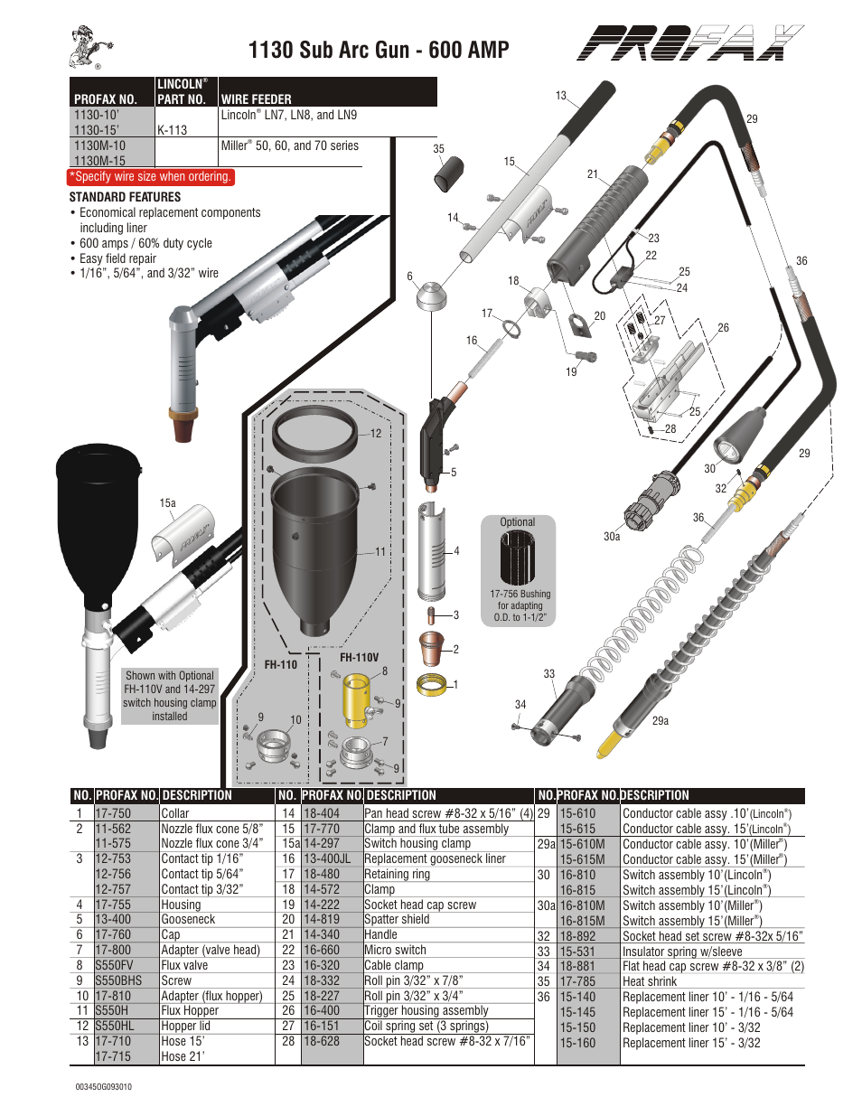 Profax 1130 SUB ARC User Manual | 2 pages