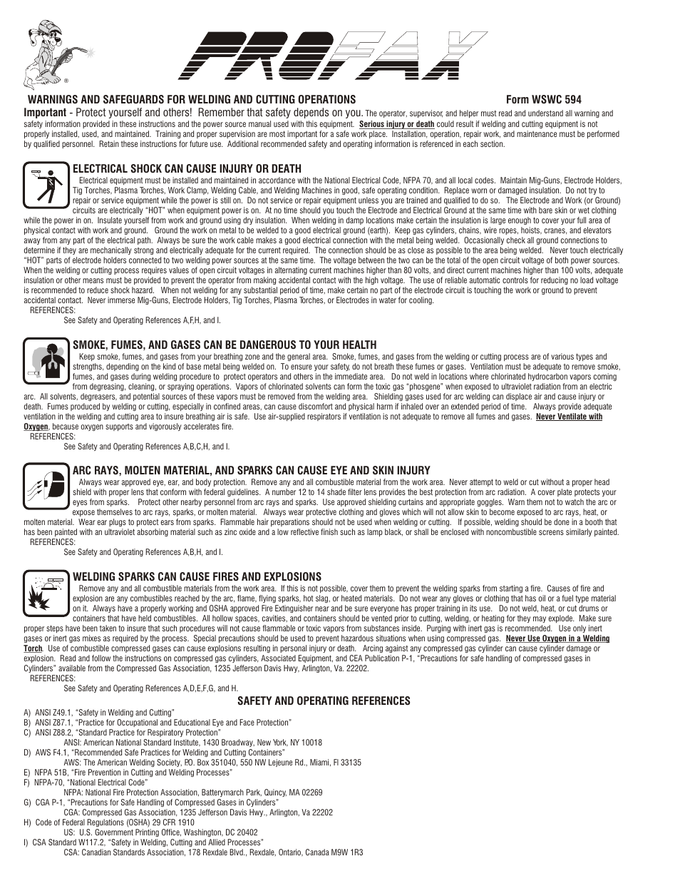 Profax 1130 SUB ARC User Manual | Page 2 / 2