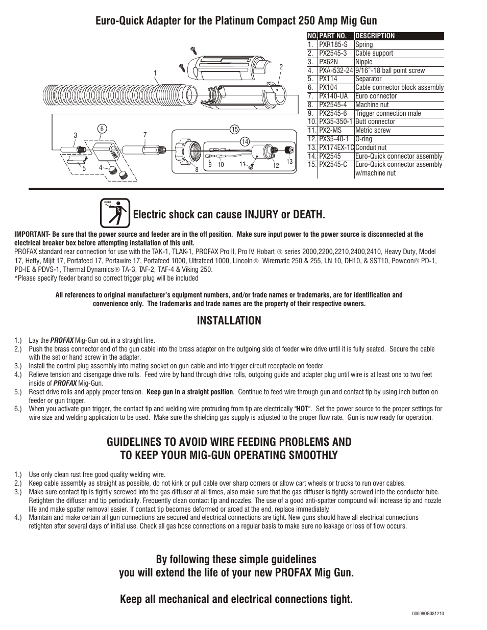 Installation | Profax 250 AMP COMPACT MIG User Manual | Page 2 / 2