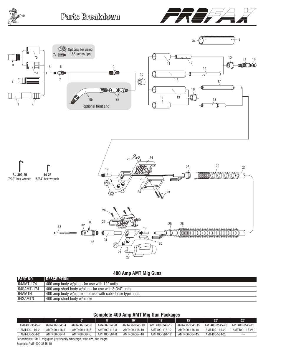 Complete 400 amp amt mig gun packages, 400 amp amt mig guns | Profax 400 AMP AMT User Manual | Page 2 / 4