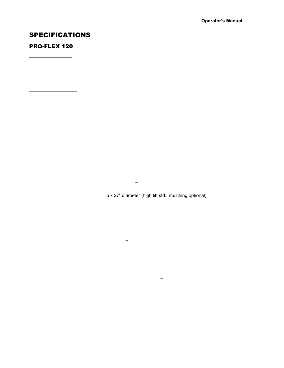 Specifications, Pro-flex 120 | Progressive Turf Equipment Pro-Flex 120 14272040 And Above User Manual | Page 10 / 78