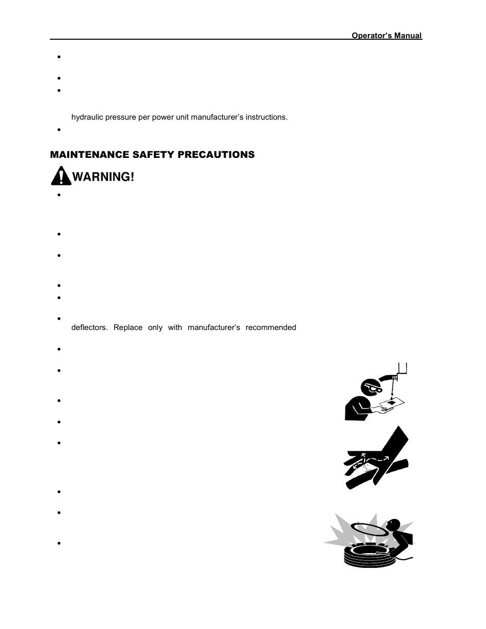 Maintenance safety precautions | Progressive Turf Equipment Pro-Flex 120 14272040 And Above User Manual | Page 17 / 78