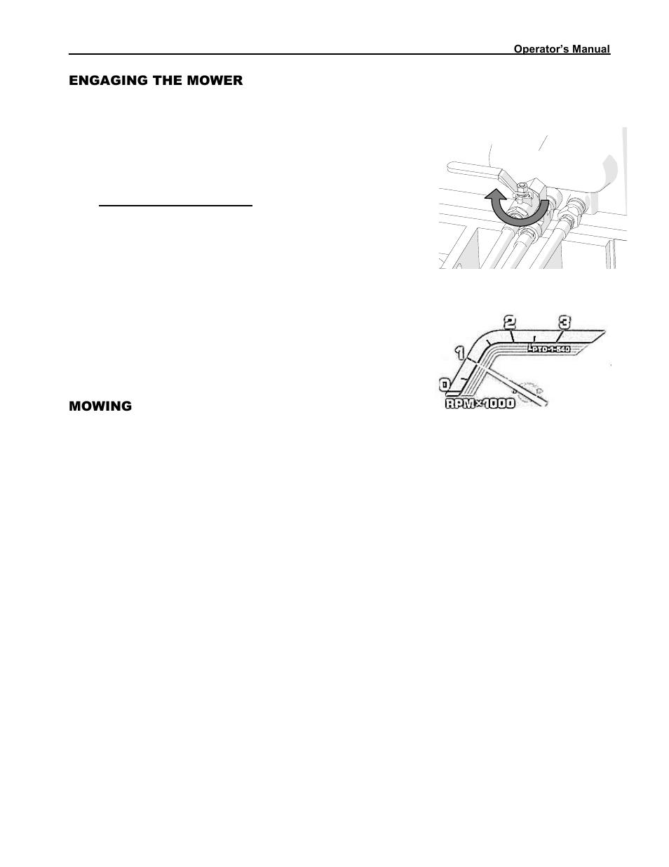 Engaging the mower, Mowing, Pro lift-n-turntm system | Pro lift-n-turn, System | Progressive Turf Equipment Pro-Flex 120 14272040 And Above User Manual | Page 33 / 78