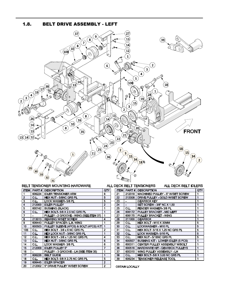 Belt drive assembly - left | Progressive Turf Equipment Pro-Flex 120 14272040 And Above User Manual | Page 62 / 78