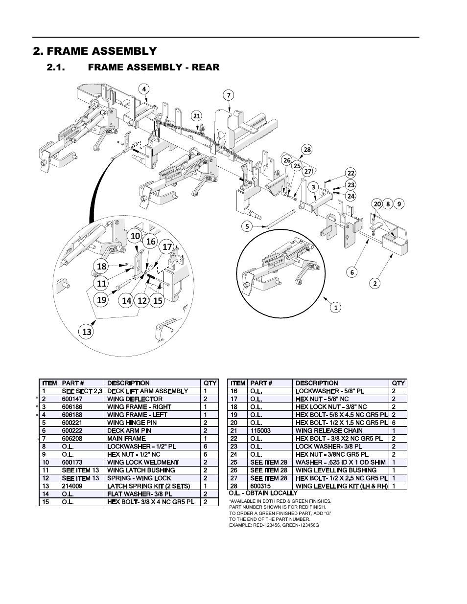Frame assembly, Frame assembly - rear | Progressive Turf Equipment Pro-Flex 120 14272040 And Above User Manual | Page 64 / 78