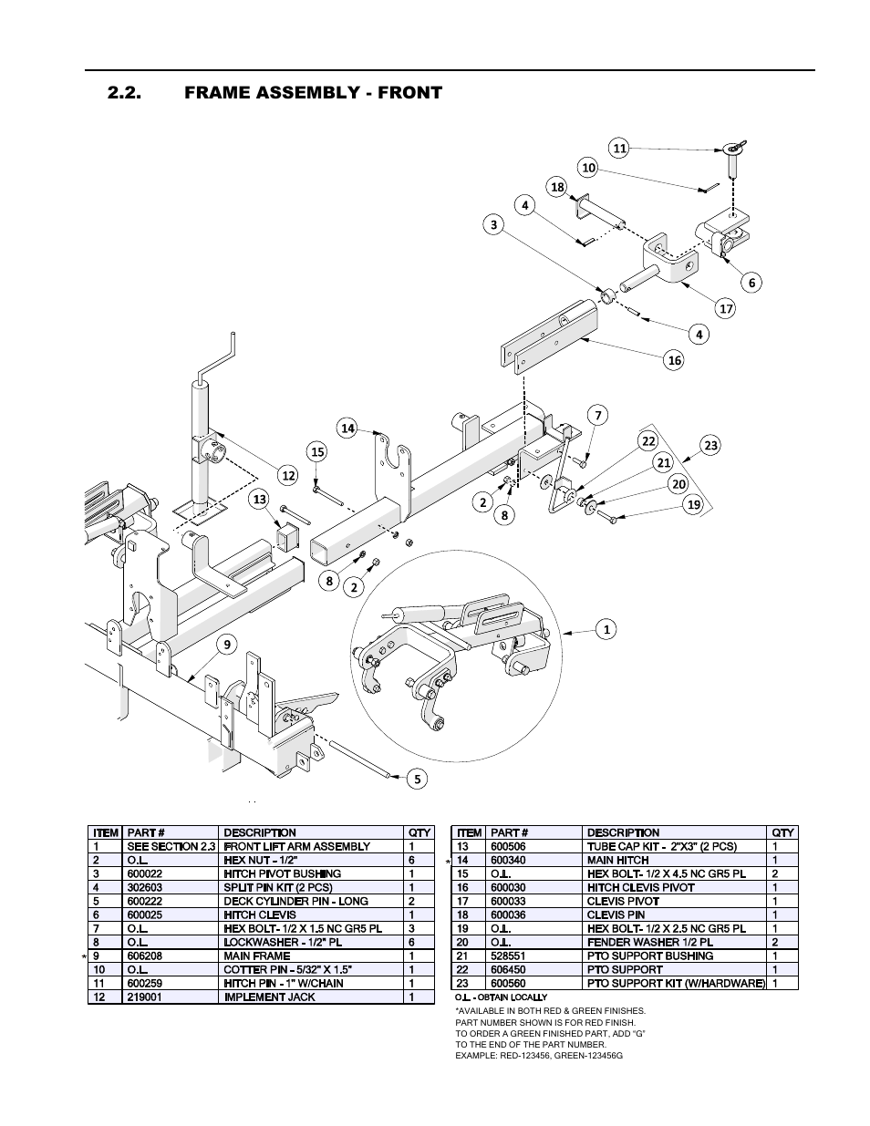 Frame assembly - front | Progressive Turf Equipment Pro-Flex 120 14272040 And Above User Manual | Page 65 / 78