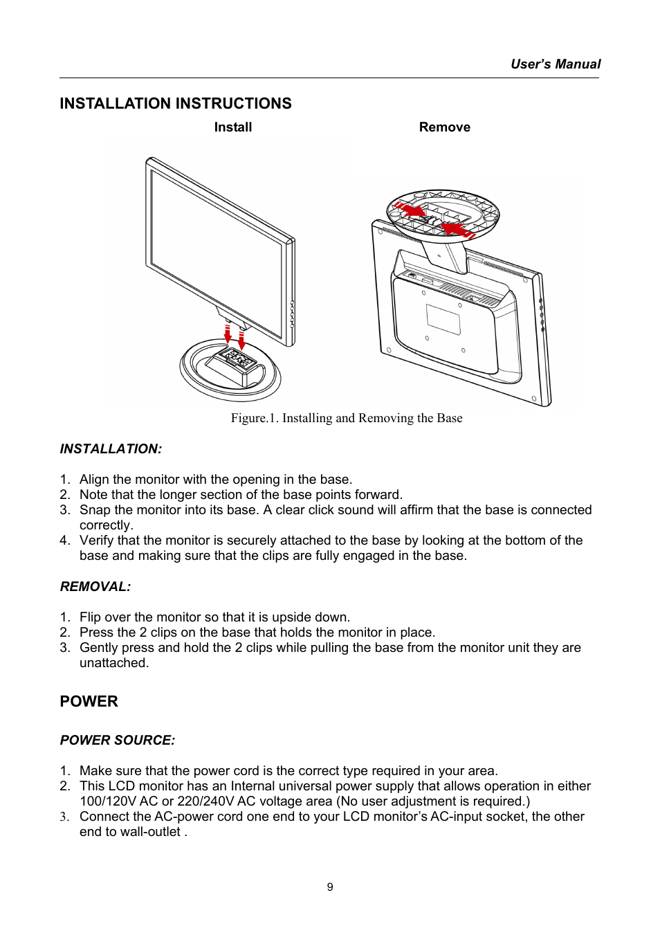 Installation instructions, Power | Compaq HW191 User Manual | Page 9 / 20