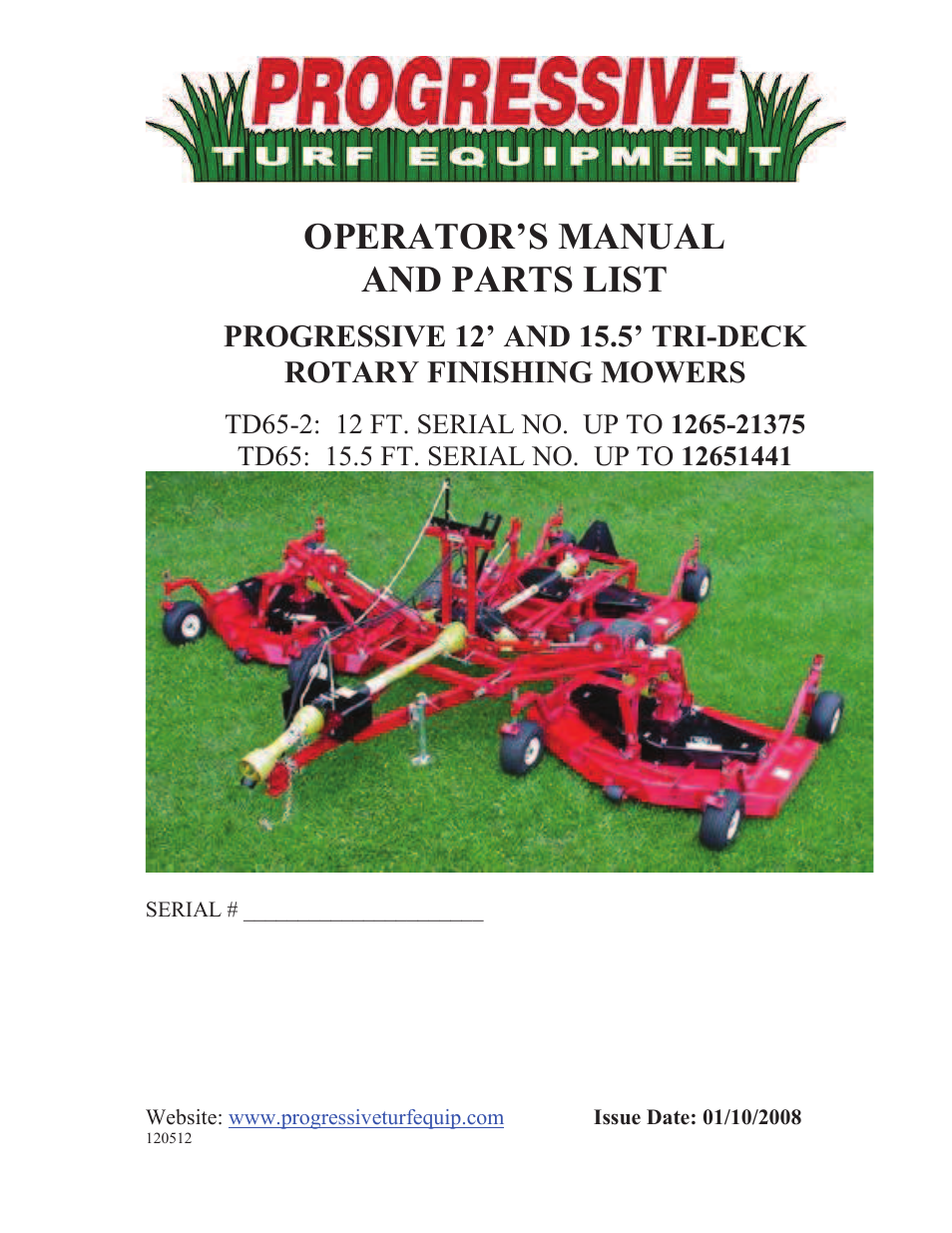 Progressive Turf Equipment TD 65-2 Serial Up to 1265-21375 User Manual | 71 pages