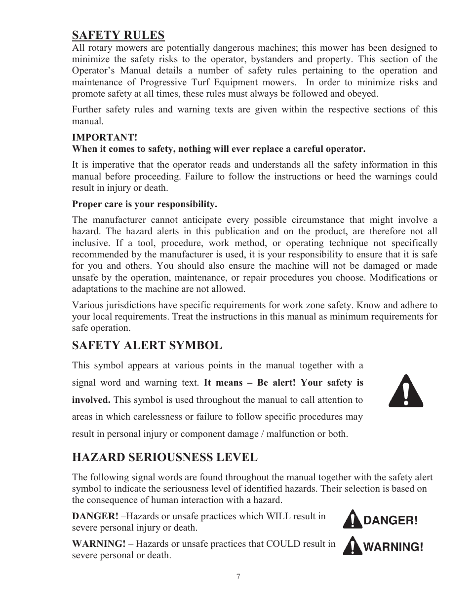 Progressive Turf Equipment TD 65-2 Serial Up to 1265-21375 User Manual | Page 10 / 71