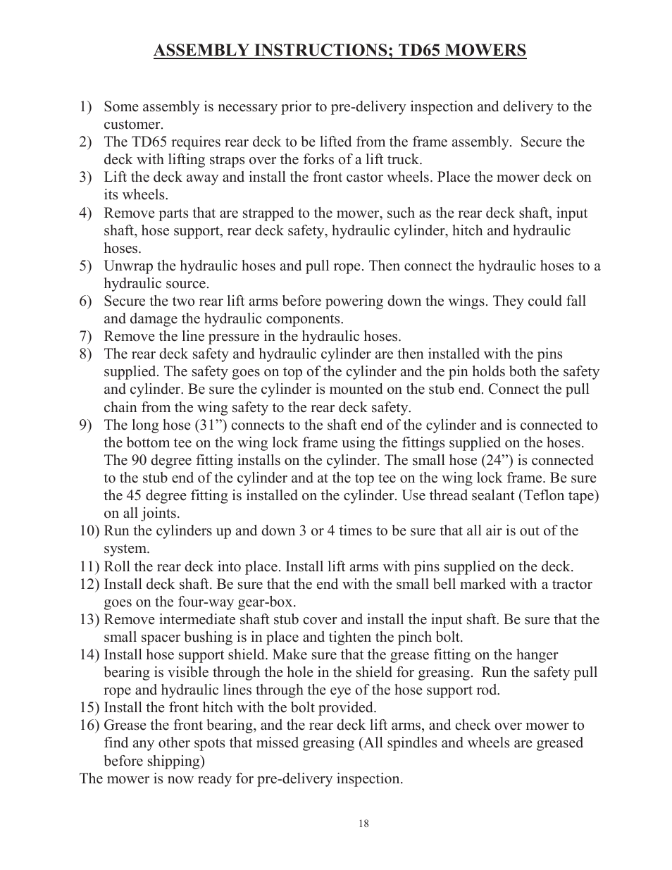 Progressive Turf Equipment TD 65-2 Serial Up to 1265-21375 User Manual | Page 21 / 71