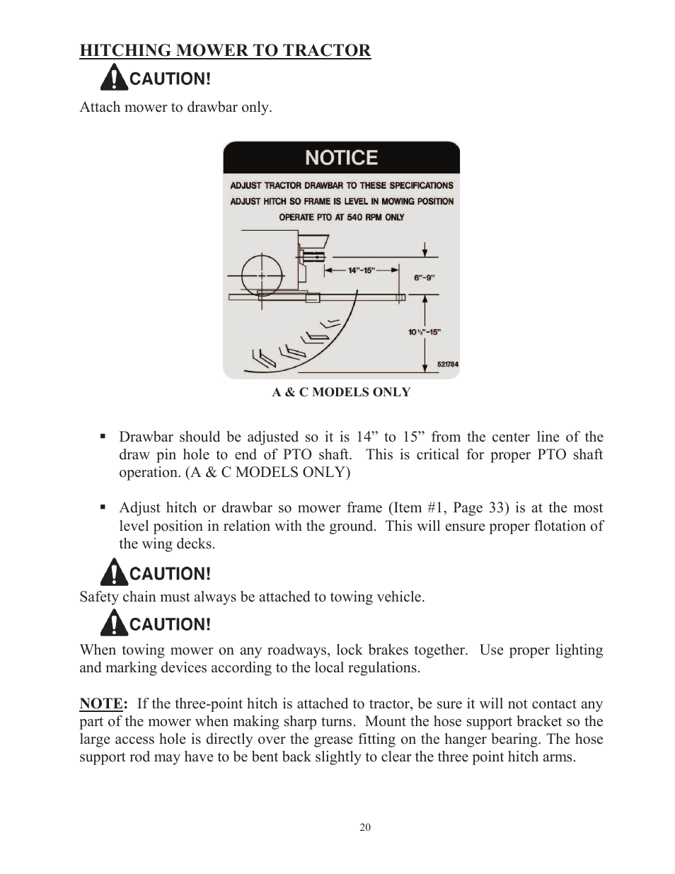 Hitching mower to tractor | Progressive Turf Equipment TD 65-2 Serial Up to 1265-21375 User Manual | Page 23 / 71