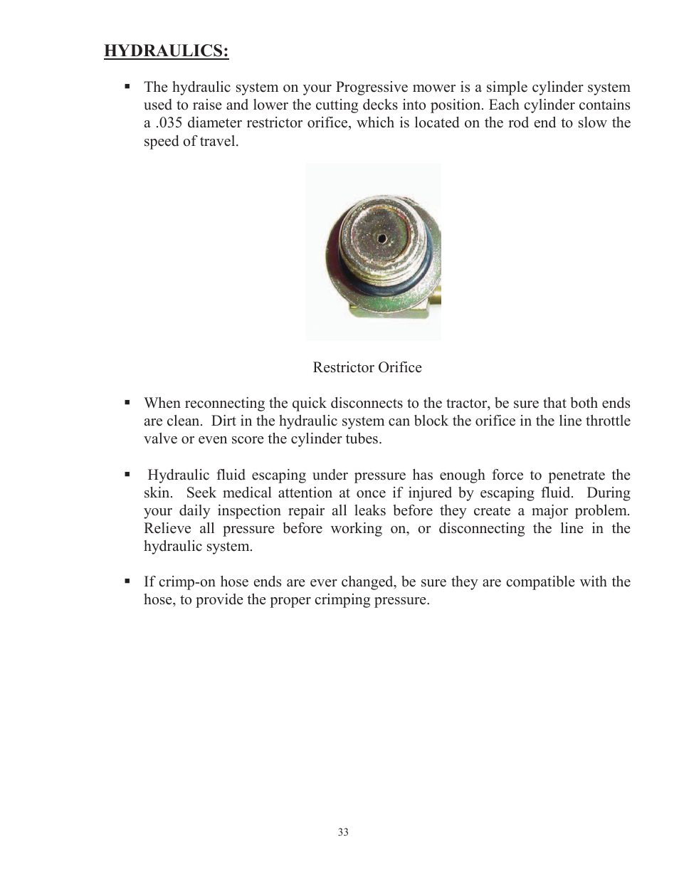 Hydraulics | Progressive Turf Equipment TD 65-2 Serial Up to 1265-21375 User Manual | Page 36 / 71