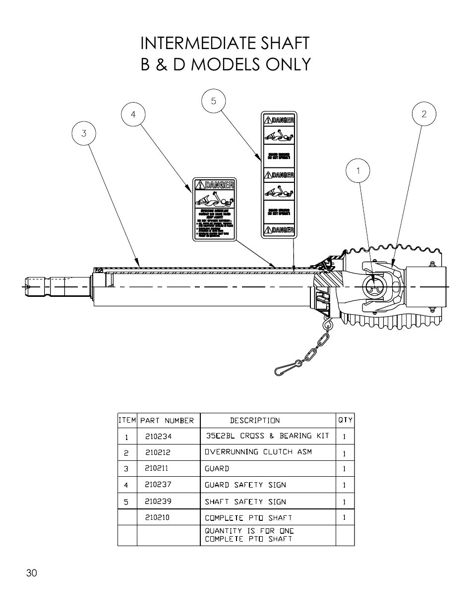 Intermediate shaft b & d models only | Progressive Turf Equipment TD 65-2 Serial Up to 1265-21375 User Manual | Page 68 / 71