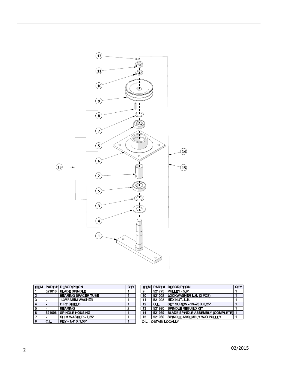 1 deck assembly, 1 blade spindle assembly, Deck assembly | Lade, Pindle, Ssembly, 1 deck assembly 1.1 blade spindle assembly | Progressive Turf Equipment Pro-Max 36 User Manual | Page 44 / 63