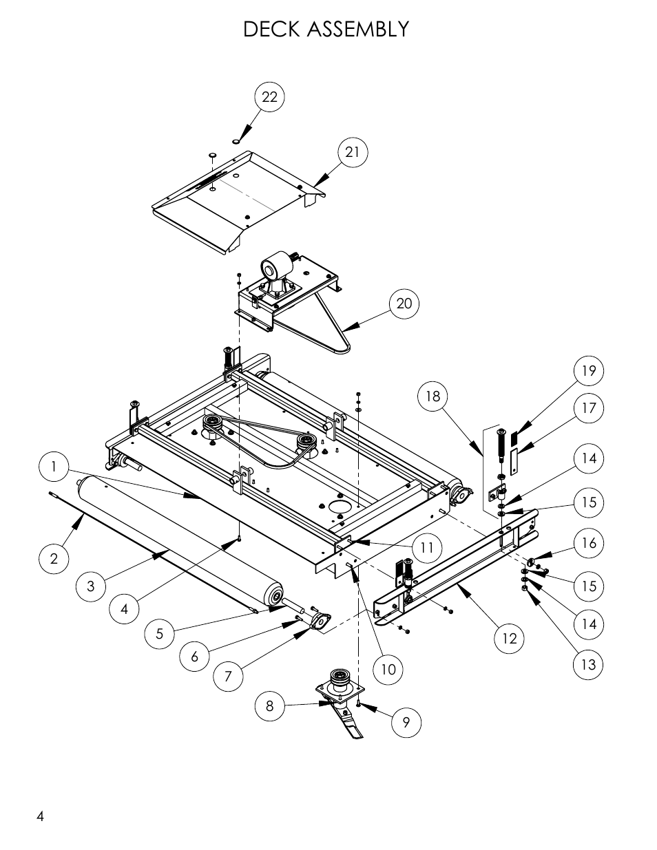 Drawing view2, Deck assembly | Progressive Turf Equipment SDR-65 Up to 09365046 User Manual | Page 4 / 10