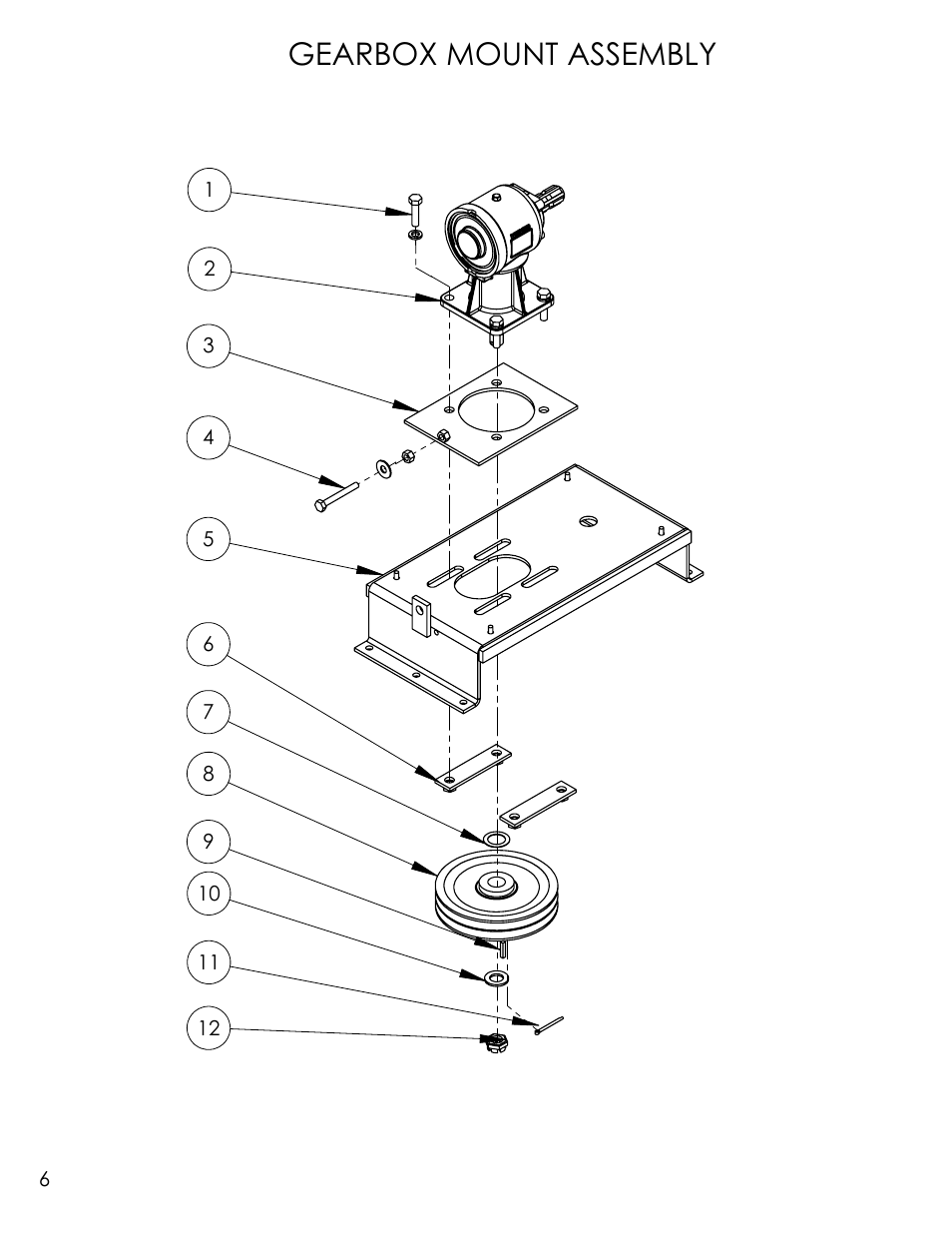 Drawing view2, Gearbox mount assembly | Progressive Turf Equipment SDR-65 Up to 09365046 User Manual | Page 6 / 10