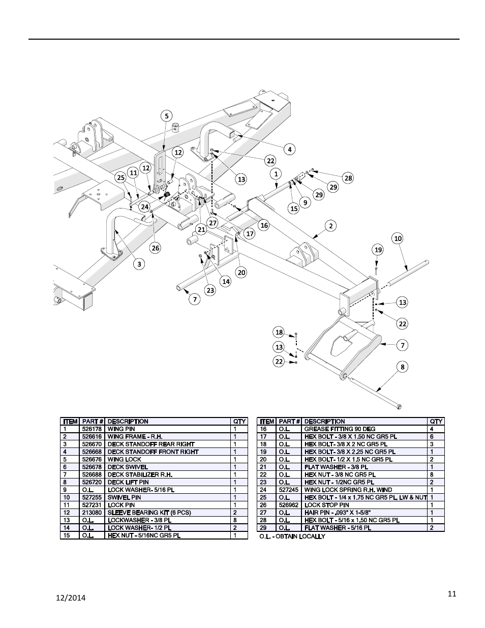 3 right wing assembly, Ight, Ssembly | Progressive Turf Equipment TDR-22 1393176 and Above User Manual | Page 61 / 74