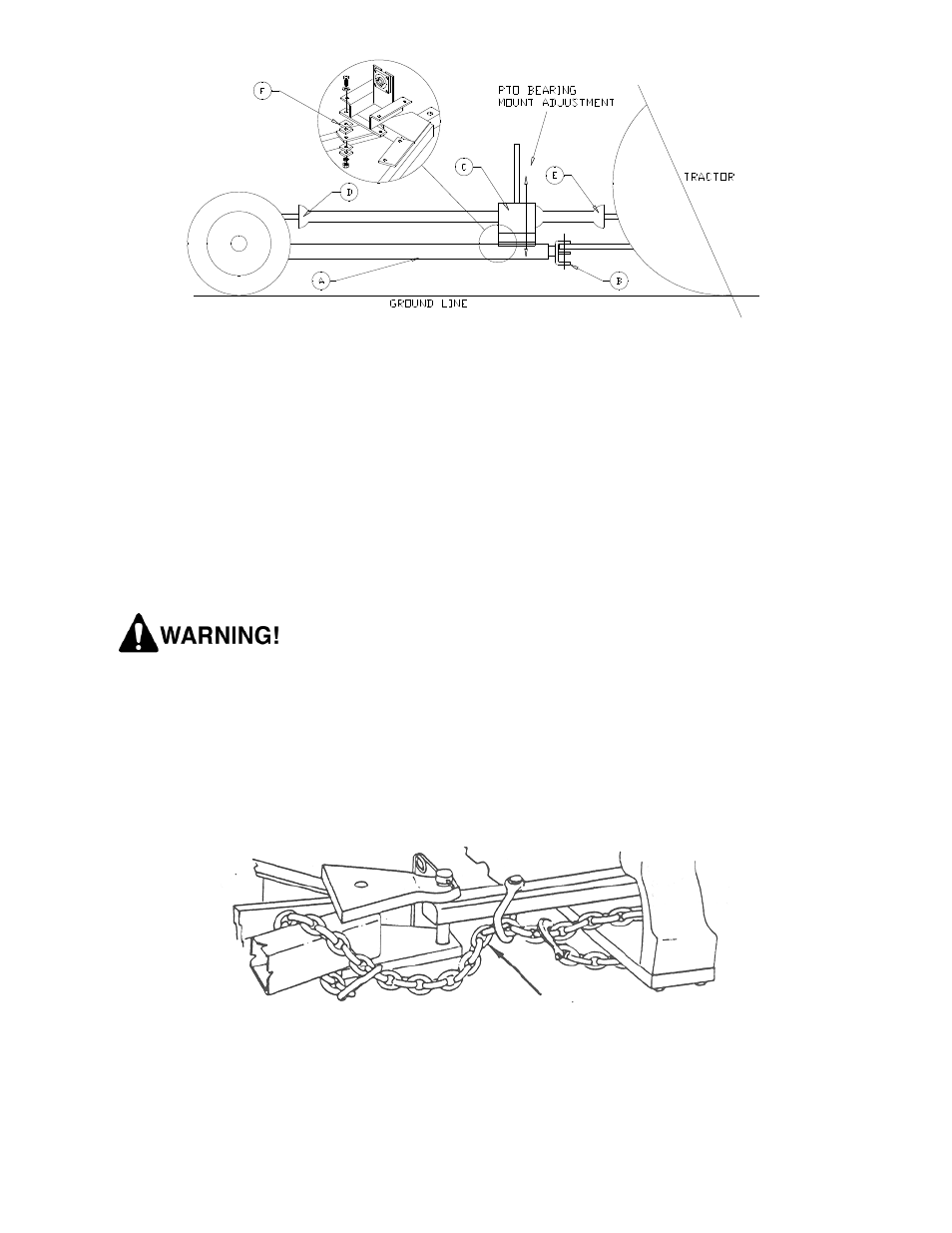 Connecting the input pto shaft, Transport safety chain | Progressive Turf Equipment TDR-30 User Manual | Page 29 / 88