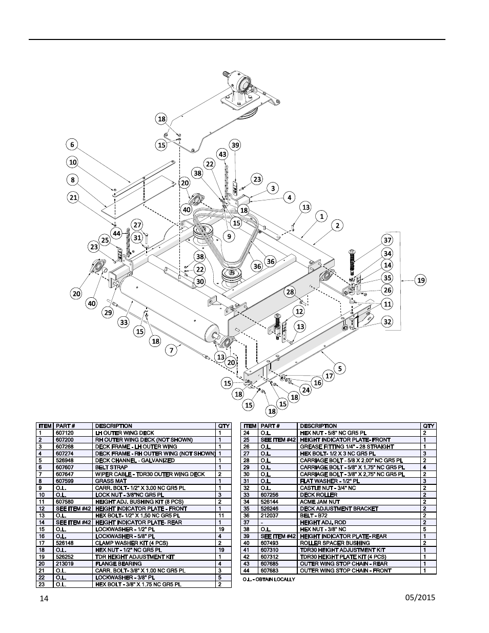 9 outer wing deck assembly, Uter, Ssembly | Progressive Turf Equipment TDR-30 User Manual | Page 62 / 88