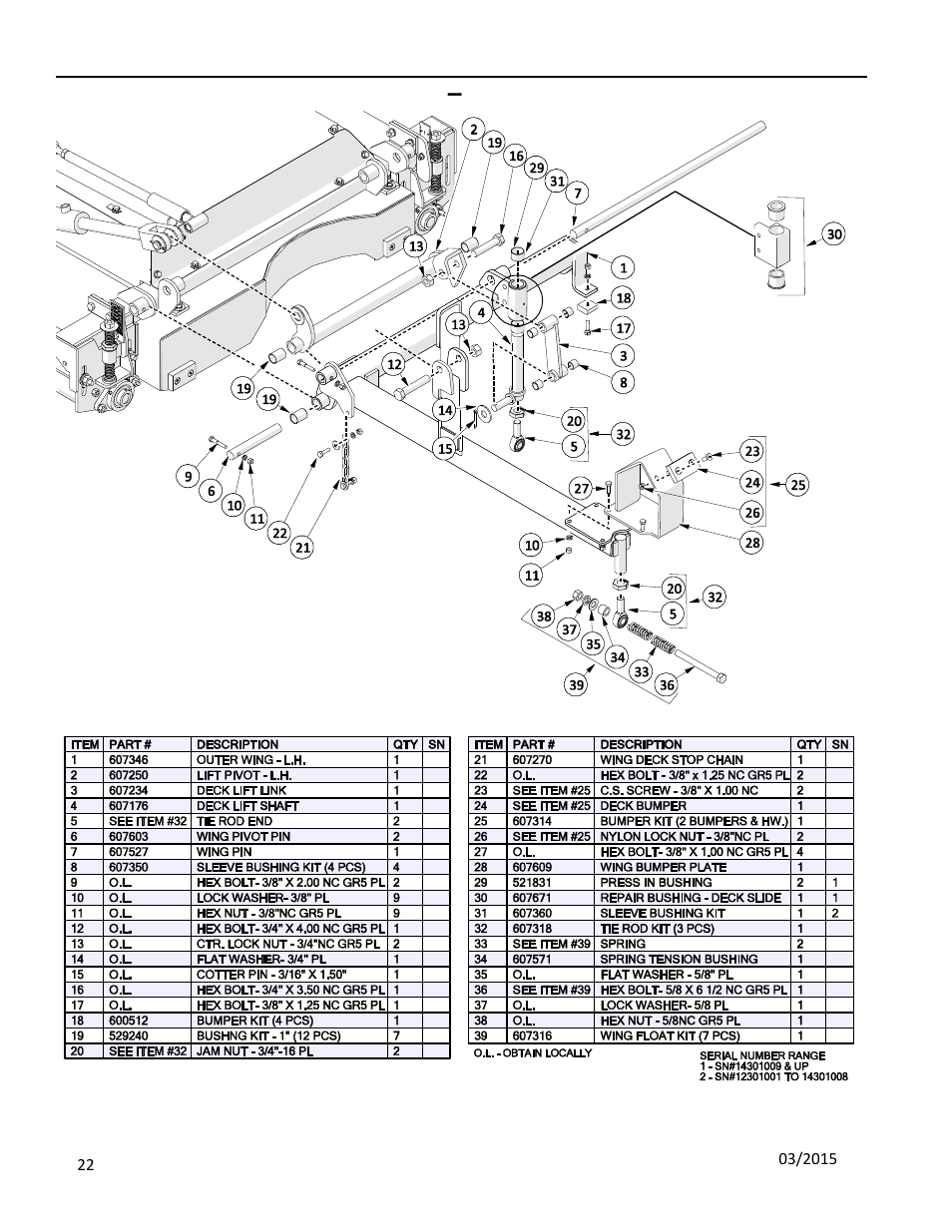 3 outer wing frame assembly – lh, Uter, Rame | Ssembly | Progressive Turf Equipment TDR-30 User Manual | Page 70 / 88