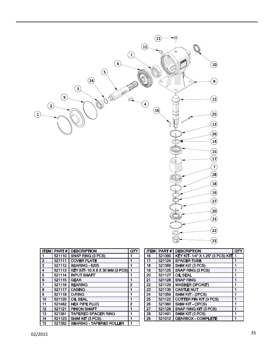 7 outer wing deck gearbox, Uter, Earbox | Progressive Turf Equipment TDR-30 User Manual | Page 83 / 88