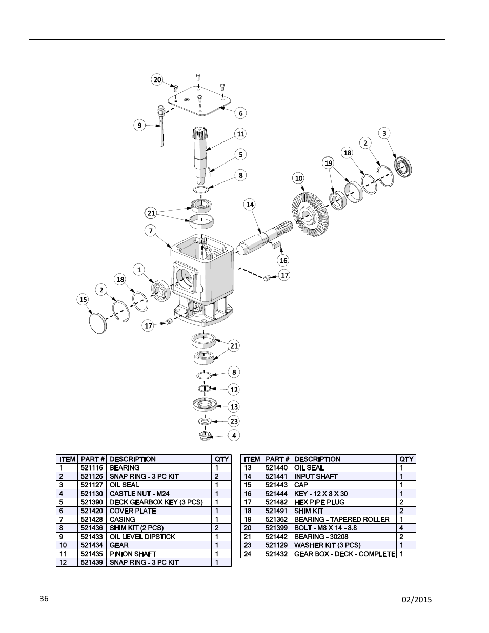 8 rear deck gearbox, Earbox | Progressive Turf Equipment TDR-30 User Manual | Page 84 / 88