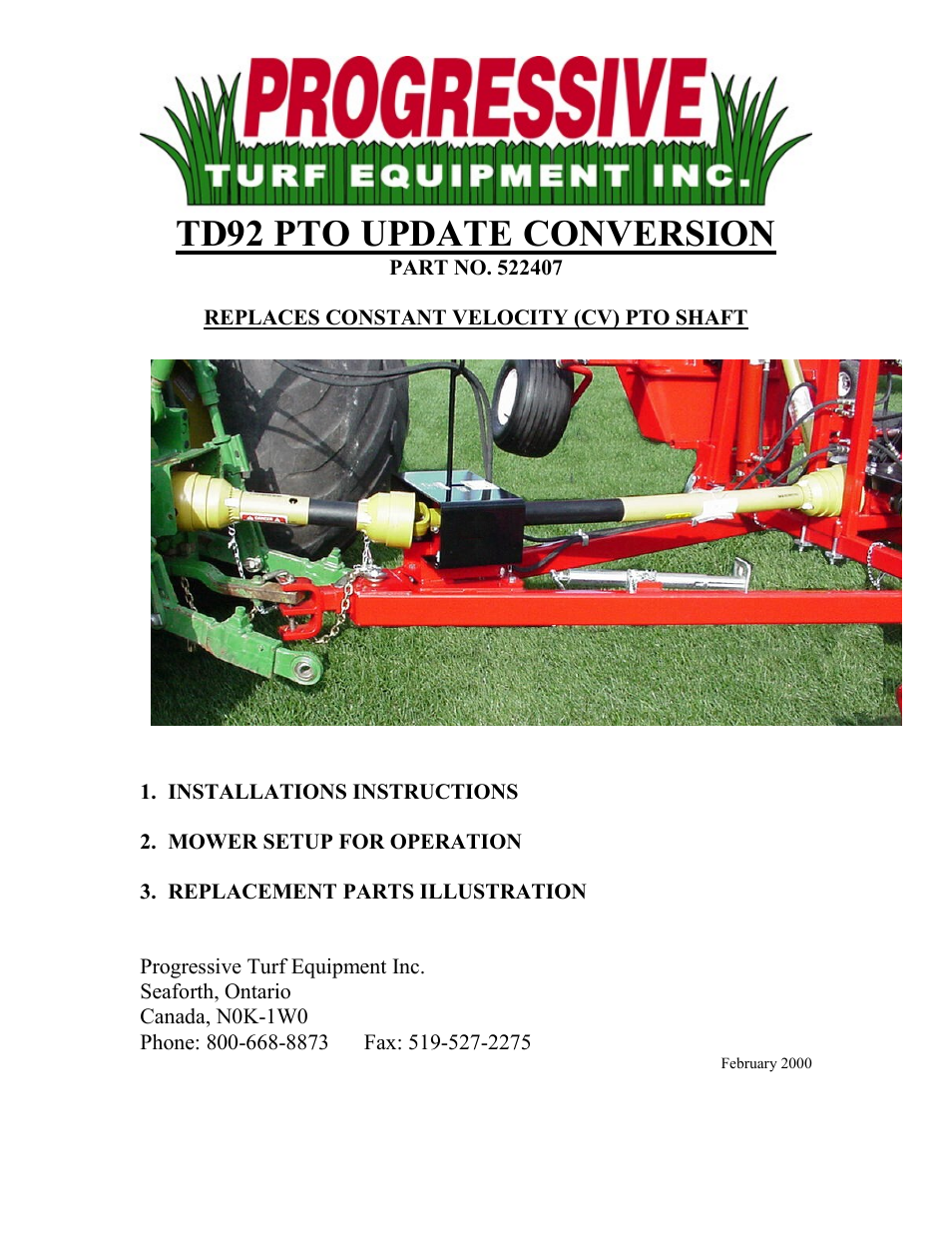 Progressive Turf Equipment 522407 User Manual | 5 pages