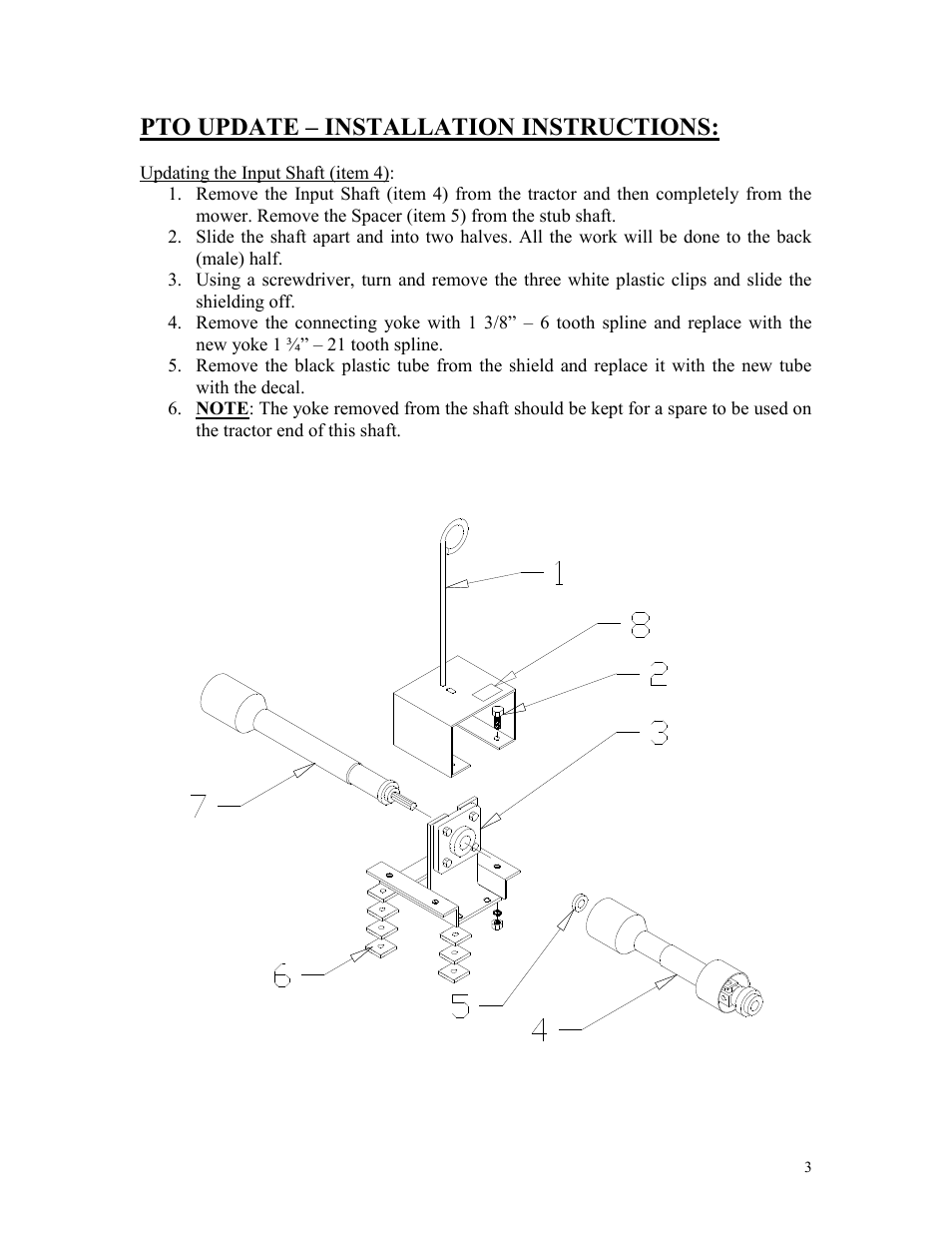 Pto update – installation instructions | Progressive Turf Equipment PM36 User Manual | Page 3 / 5