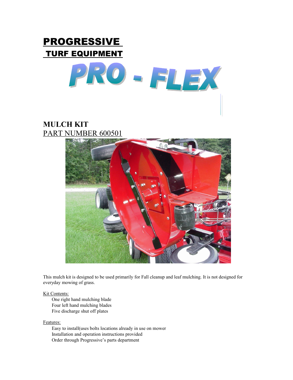 Progressive Turf Equipment 600501 User Manual | 3 pages