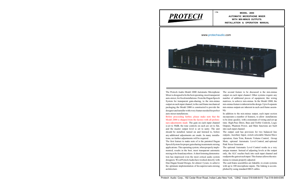 Protech Audio 2000 User Manual | 10 pages