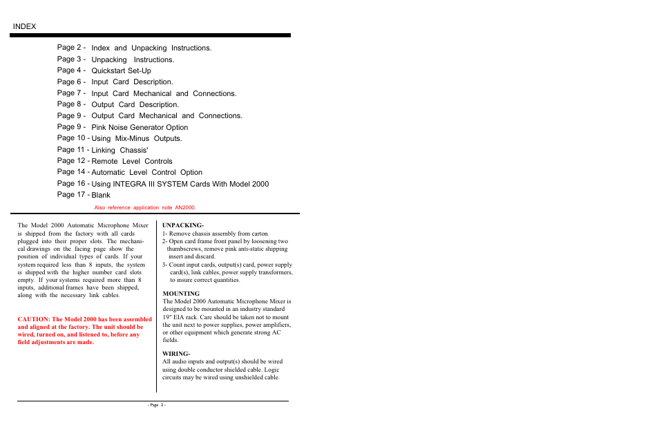 Protech Audio 2000 User Manual | Page 2 / 10