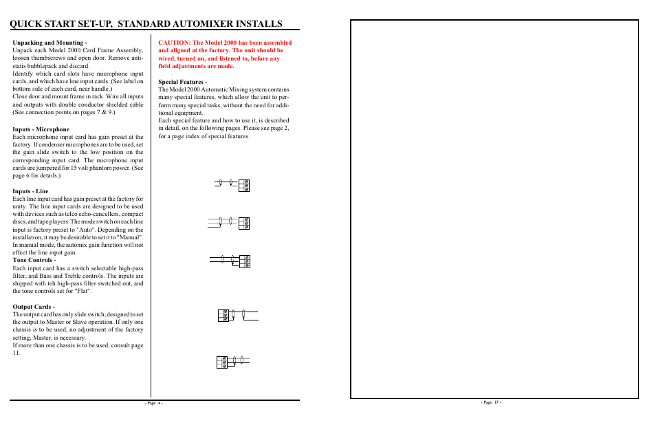 Quick start set-up, standard automixer installs | Protech Audio 2000 User Manual | Page 4 / 10