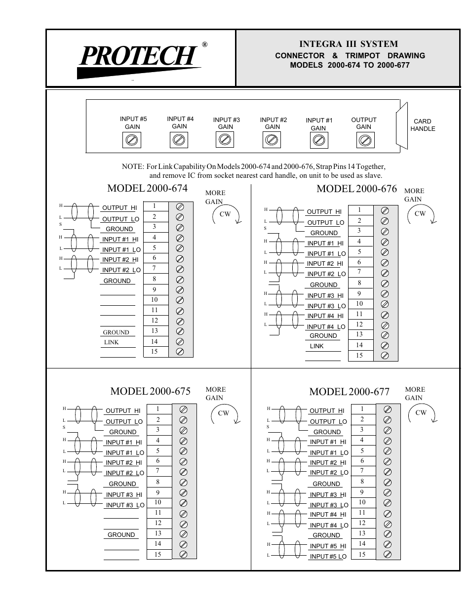 Protech, Integra iii system | Protech Audio 2000-600 SERIES Mixer/Line Amp. Card User Manual | Page 3 / 3